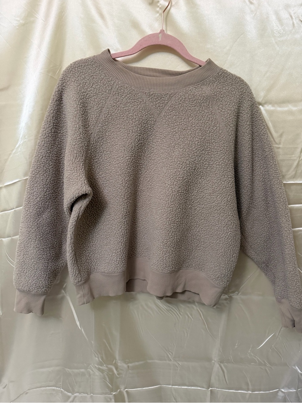 Everlane ReNew Sherpa Fleece Sweatshirt Large Beige Taupe Cozy Pullover
